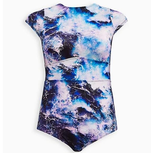 TORRID BATHING SUIT SLIMMING 1X WIRELESS TUMMY CONTROL ONE PIECE SWIMSUIT BLUE - Picture 1 of 10